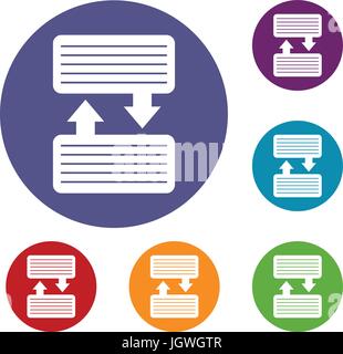 Una infografica blocchi con frecce di set di icone Illustrazione Vettoriale