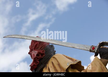 Statua del pirata a Fuerteventura, Isole canarie, Spagna Foto Stock