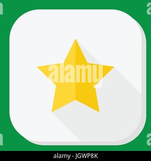 Giallo icona a forma di stella con lunga ombra. Moderno e semplice piatto segno. Concetto di Internet. Alla moda simbolo del vettore per il sito web, pulsante WEB. Illustrazione Vettoriale