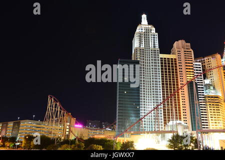 Il New York New York hotel in Las Vegas di Notte Foto Stock