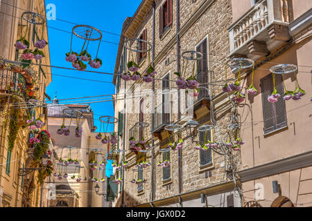 Decorazioni floreali in Alghero Foto Stock