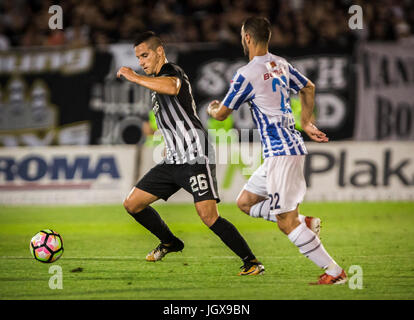 A Belgrado, in Serbia. 11 Luglio, 2017. Belgrado, Serbia - Luglio 11, 2017: Nemanja Miletic di FK Partizan in azione durante la UEFA Champions League match di qualificazione tra FK Partizan e FK Buducnost Podgorica a Partizan Stadium sulla luglio 11, 2017 a Belgrado in Serbia. Credito: Nikola Krstic/Alamy Live News Foto Stock