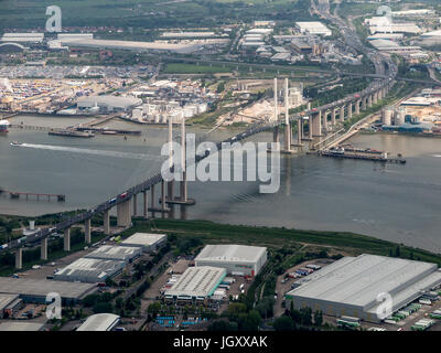 Vista aerea della Queen Elizabeth 2 Bridge Dartford Kent England Regno Unito Foto Stock