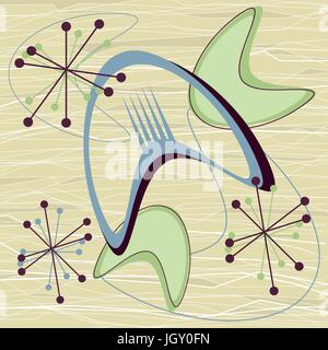 Metà secolo moderno degli anni cinquanta in stile retrò vintage atomico pattern di sfondo. Completamente modificabile illustrazione vettoriale per il web e la stampa. Illustrazione Vettoriale