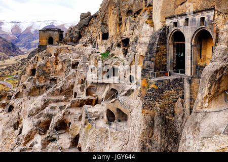 Vardzia, una grotta monastero in Georgia Foto Stock