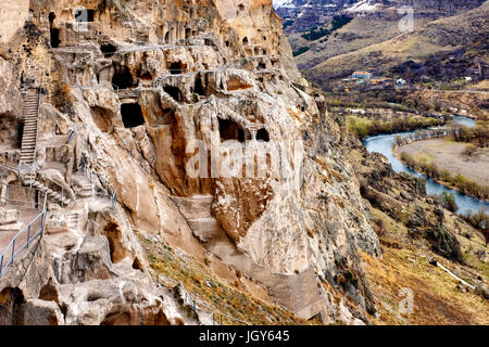 Vardzia, una grotta monastero in Georgia Foto Stock