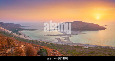 Tramonto panoramico a Balos Beach, Creta, Grecia Foto Stock