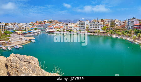 Il lago di Voulismeni, Agios Nikolaos, Creta, Grecia Foto Stock