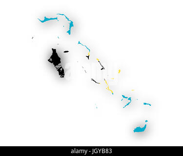 Mappa e bandiera delle Bahamas Foto Stock