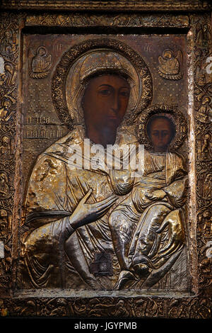 San Savos (Savvas) 's chiesa iconostasi. Madonna e Bambino. Nicosia. Cipro. Foto Stock