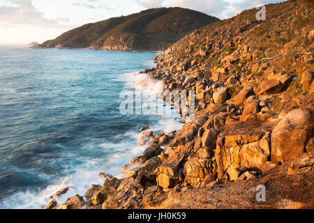 Un robusto distesa di costa incontaminata di sunrise in Australia orientale. Foto Stock