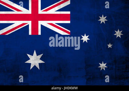 Australian Grunge Flag sulla parete di calcestruzzo Foto Stock