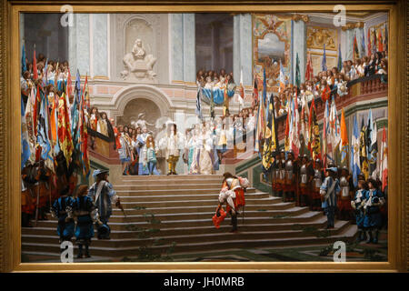 Il museo d' Orsay. Jean-Leon Gerome. Louis XIV saluto il Grand Conde. (Versailles, 1674). Olio su tela. 1878. Parigi. La Francia. Foto Stock