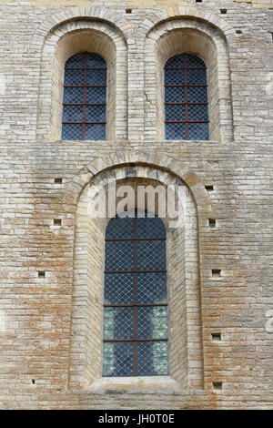 Le finestre di vetro macchiate. Congregazione del cortile. Abbazia di Cluny. Cluny fu fondata nel 910. La Francia. Foto Stock