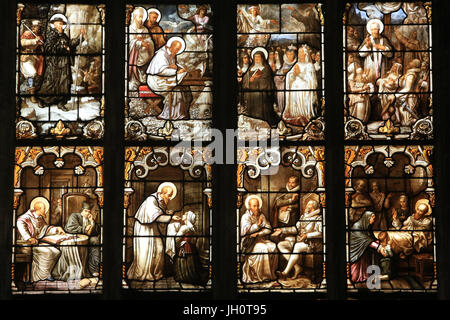 Francesco di Sales. Il vetro macchiato. Chiesa Saint-Nizier. Lione. La Francia. Foto Stock