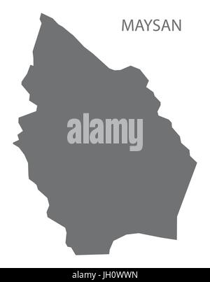 Maysan Iraq mappa illustrazione grigio silhouette Illustrazione Vettoriale