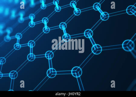 3D rendering abstract nanotecnologie esagonale forma geometrica di close-up, concetto grafene struttura atomica, concetto grafene struttura molecolare Foto Stock