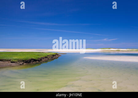 Vista dal foro di Bass Boardwalk sulle dune di sabbia sulla penisola di Yarmouth, Maine, Stati Uniti d'America Foto Stock