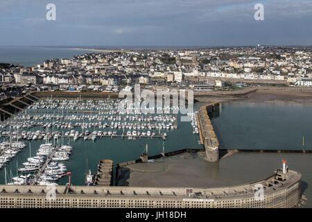 Vista aerea,città di Granville,(50) MANCHE,Bassa Normandia,Francia Foto Stock