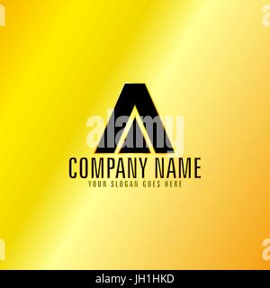 Lettera nera un emblema con sfondo dorato, vettore illustrazione Illustrazione Vettoriale
