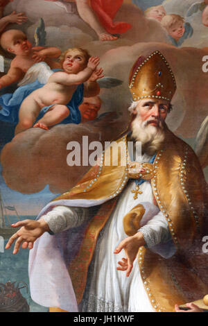 Saint-Nicolas de Veroce chiesa. Saint Nicholas : 4th-secolo di Santa Greca e vescovo di Myra. La Francia. Foto Stock