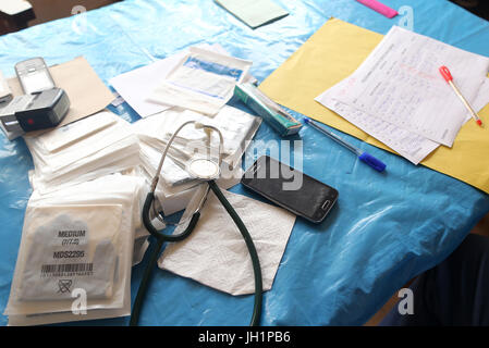 L'Africa. Sotoboua ospedale. Unità pediatrica. Consultazione medica. Il Togo. Foto Stock