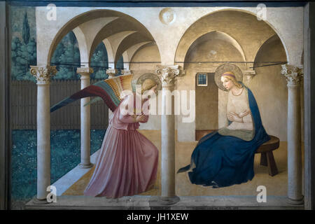 Annunciazione, da Frà Beato Angelico, 1438-1445, del convento di San Marco, Firenze, Toscana, Italia, Europa Foto Stock