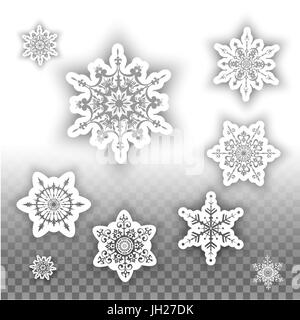 Bellissimo set di fiocchi di neve Illustrazione Vettoriale