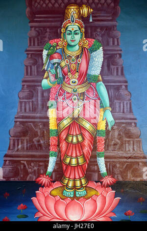 Tempio Hindu Sri Mariamman. Sri Meenakshi ian Avatar della dea Indù Parvati Singapore. Foto Stock