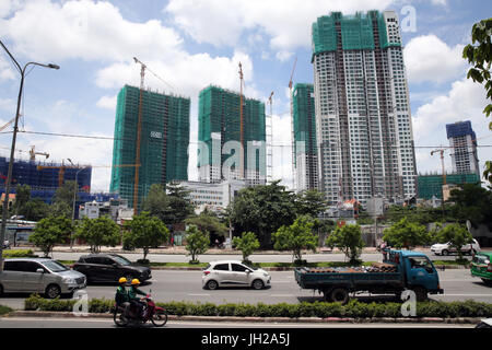 Il sito di costruzione a Saigon sud, un misto residenziale e commerciale per lo sviluppo urbano che copre 3.300 ettari. Ho Chi Minh City. Il Vietnam. Foto Stock
