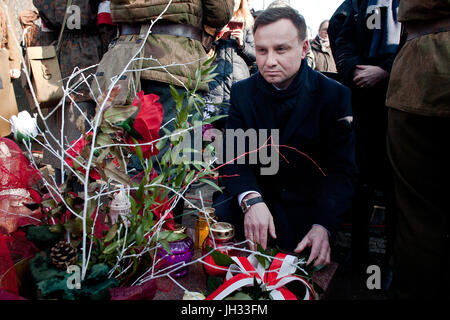 Presidente della Polonia Andrzej Duda durante la campagna presidenziale in 2015. Foto Stock