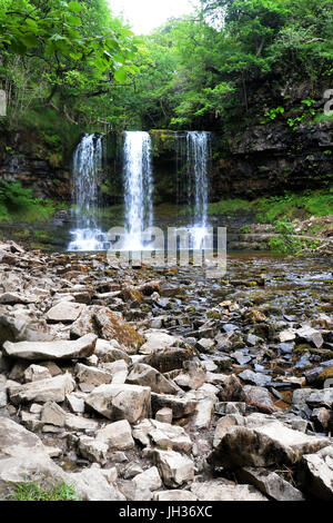 Sgwd yr Eira cascata vicino Penderyn, Brecon Beacons, Walesw Foto Stock