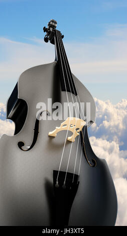 3d illustrazione di un contrabbasso con un background di sky Foto Stock