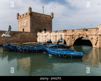 Essaouira, Marocco - Circa nel settembre 2015 - Il porto portoghese di Essaouira Foto Stock