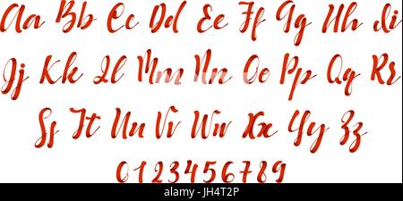 Alfabeto latino rosso. Lettera di stile font ribbon Illustrazione Vettoriale