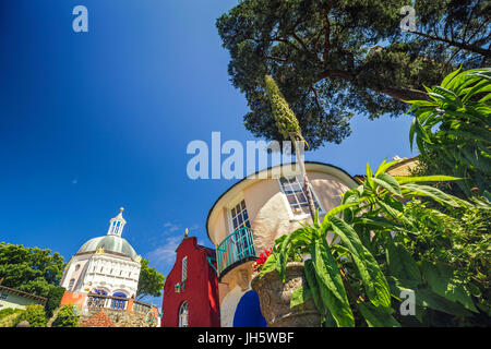 Casa rotonda di Portmeirion nel Galles del Nord, Regno Unito Foto Stock