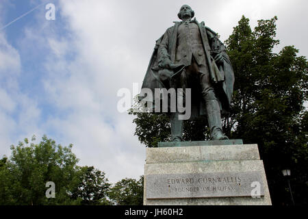 La Edward Cornwallis statua in Halifax, N.S., luglio 12, 2017. La stampa canadese immagini/Lee Brown Foto Stock