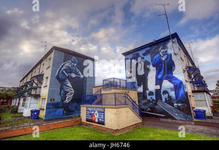 Bogside Troubles mural, Rossville / Fahan Street, Londonderry Derry City, Co Londonderry, Irlanda del Nord, Regno Unito, BT48 6AQ Foto Stock