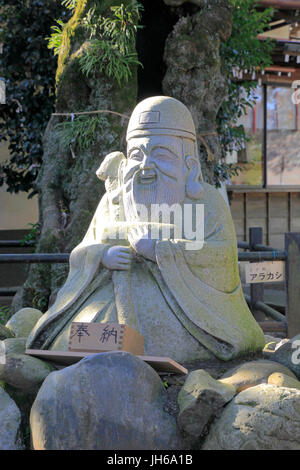 Jurojin uno dei sette fortunato dèi in Kumagawa jinja sacrario in Fussa City Tokyo Giappone Foto Stock