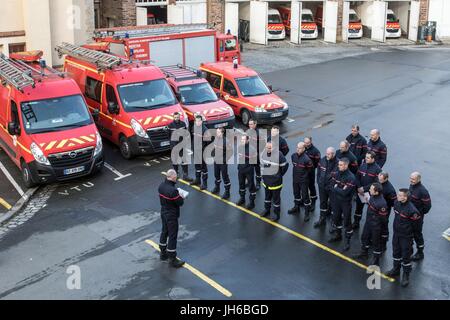 Funzione SU I VIGILI DEL FUOCO DI RENNES, Francia Foto Stock