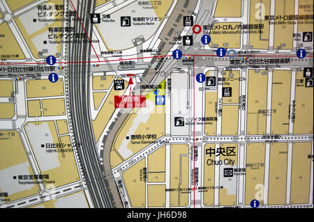 Mappa stradale di Tokyo Foto Stock