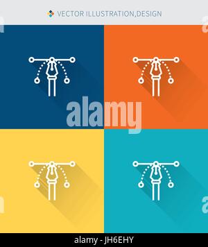 Sottile linea di set di icone di arte & strumento creativo e moderno stile semplice Illustrazione Vettoriale