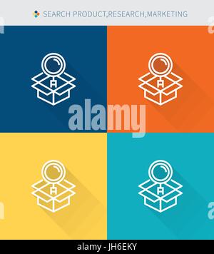 Sottile linea di set di icone di ricerca e marketing, moderno stile semplice Illustrazione Vettoriale