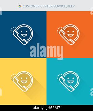 Sottile linea di set di icone del centro servizio clienti e assistenza, moderno stile semplice Illustrazione Vettoriale