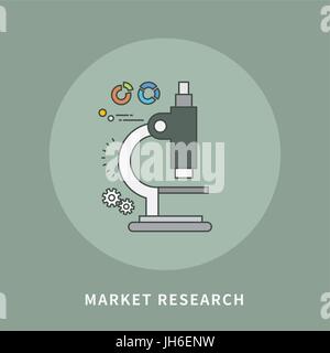 Cerchio di colore linea design piatto di ricerche di mercato, moderno illustrazione vettoriale Illustrazione Vettoriale