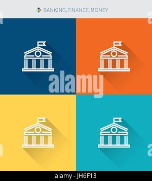 Sottile linea di set di icone del settore bancario&finanza e denaro, moderno stile semplice Illustrazione Vettoriale