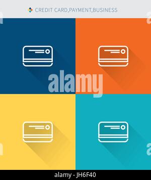 Sottile linea di set di icone di carta di credito e di pagamento e di business , moderno stile semplice Illustrazione Vettoriale