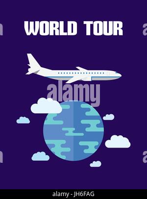 Design moderno carattere flat world tour illustrazione vettoriale Illustrazione Vettoriale