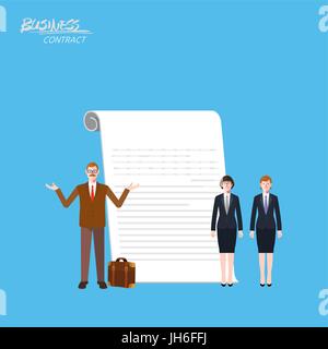 Il minimo carattere piana del contratto business concetto illustrazioni Illustrazione Vettoriale