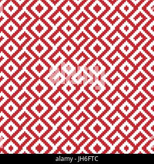 Ornamento slava seamless disegno vettoriale, monocromatico rosso su sfondo trasparente, tradizionale etnica ornamento Illustrazione Vettoriale